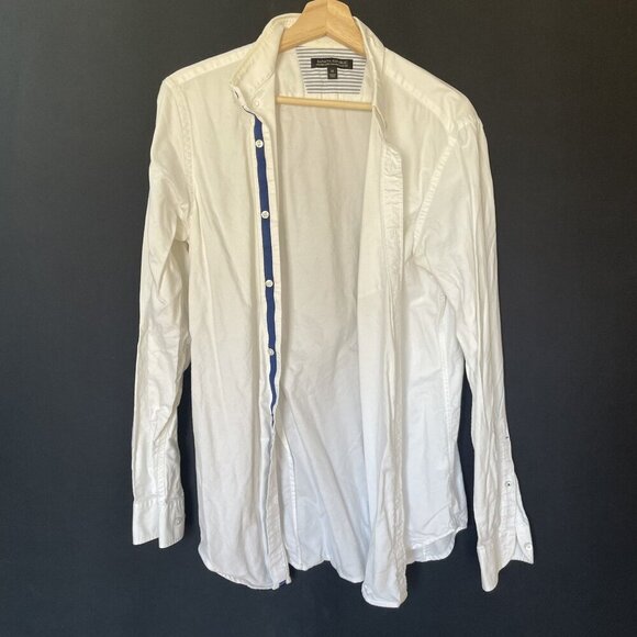 Banana Republic Oxford Shirt Tailored Slim Fit White With Blue Trim M Men's top - Picture 1 of 8